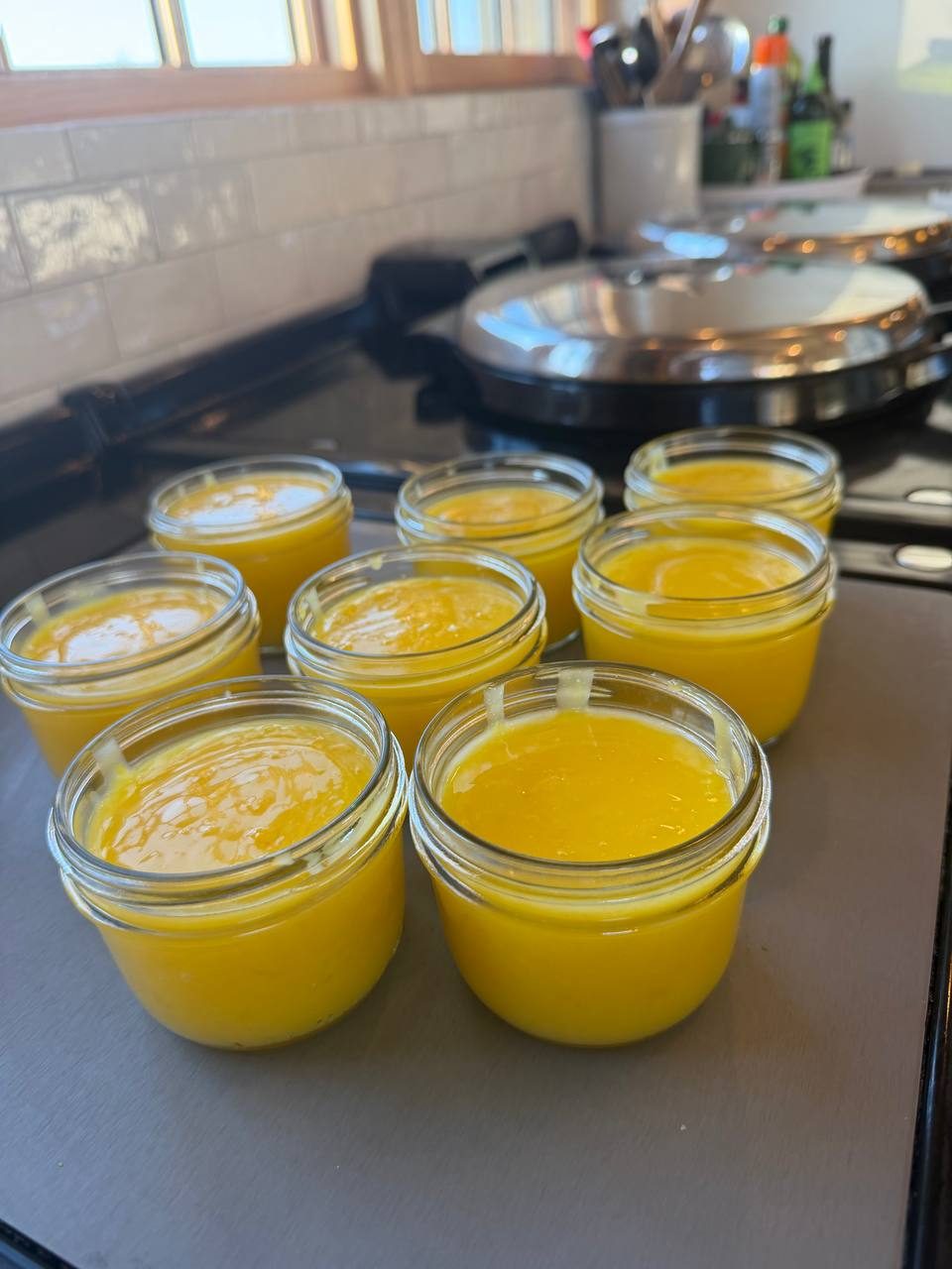 Seven jars of lemon curd